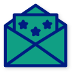 green and blue icon of envelope