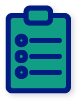 green and blue icon of clipboard